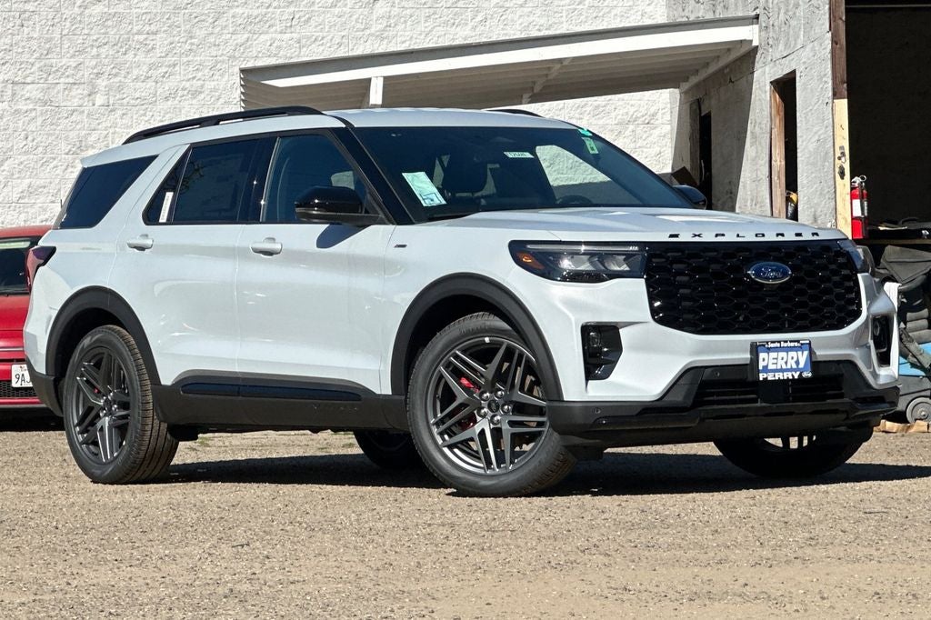 2026 Ford Explorer ST-Line in Space White Metallic — front three-quarter view