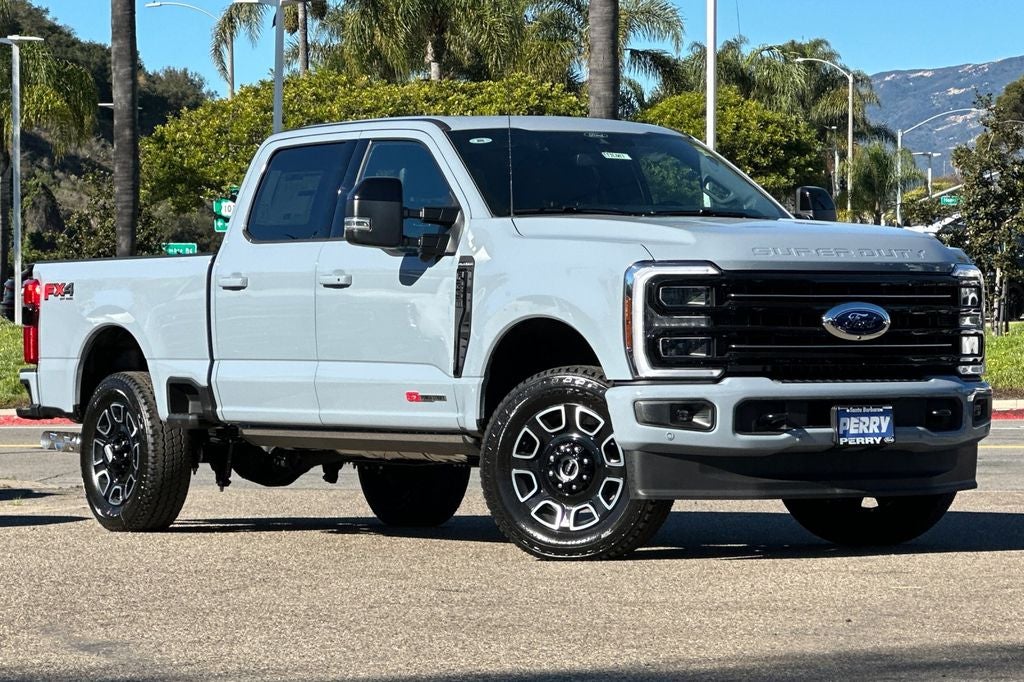 2026 Ford F-250SD Platinum in Glacier Gray Metallic Tri-Coat — front three-quarter view