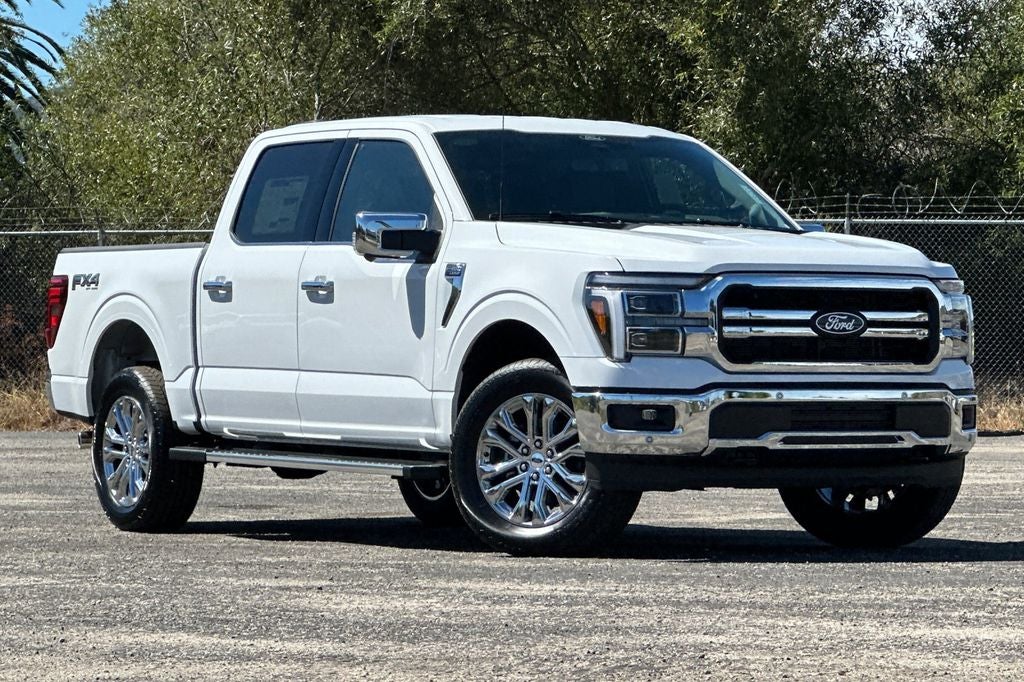 2026 Ford F-150 Lariat in Oxford White — front three-quarter view