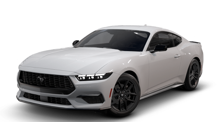 2026 Ford Mustang EcoBoost Fastback in Avalanche Gray — front three-quarter view