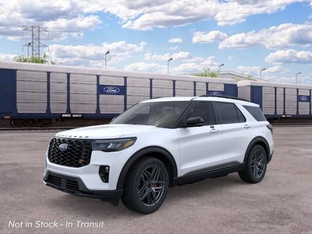 2026 Ford Explorer ST in Star White Metallic Tri-Coat — front three-quarter view